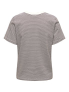 JDYPISA T-shirt col rond en coton bio à imprimé — JDY — Cloud Dancer / Chocolate Torte Stripes — packshot dos | Appart 17 Bruxelles