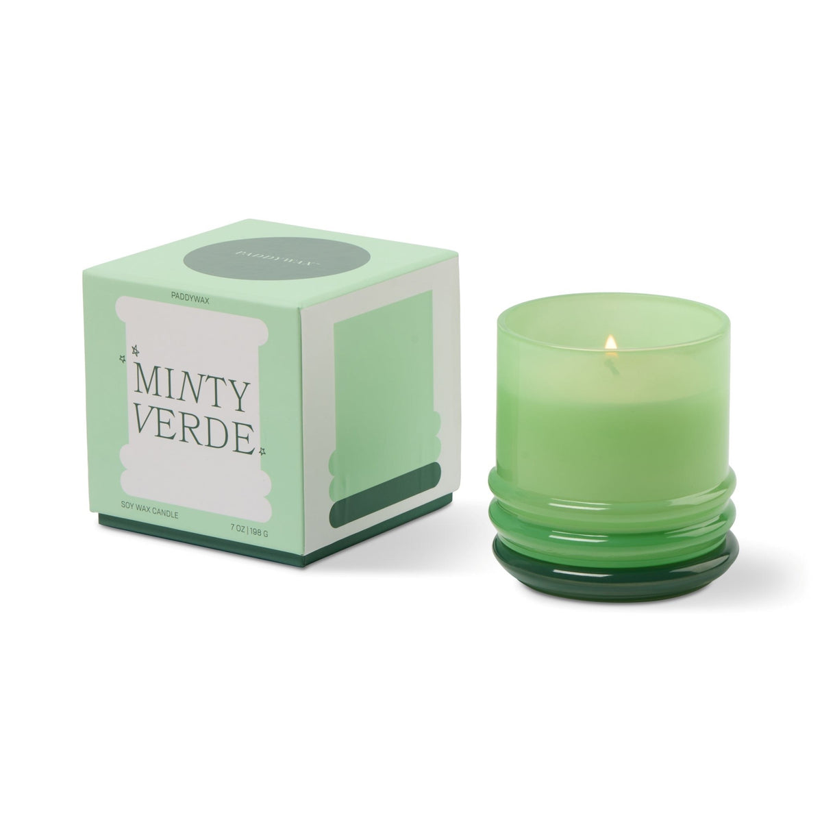 Paddywax Stack Bougie parfumée en verre empilable vert clair et vert foncé 198 g — Paddywax — Minty Verde — packshot | Appart 17 Bruxelles