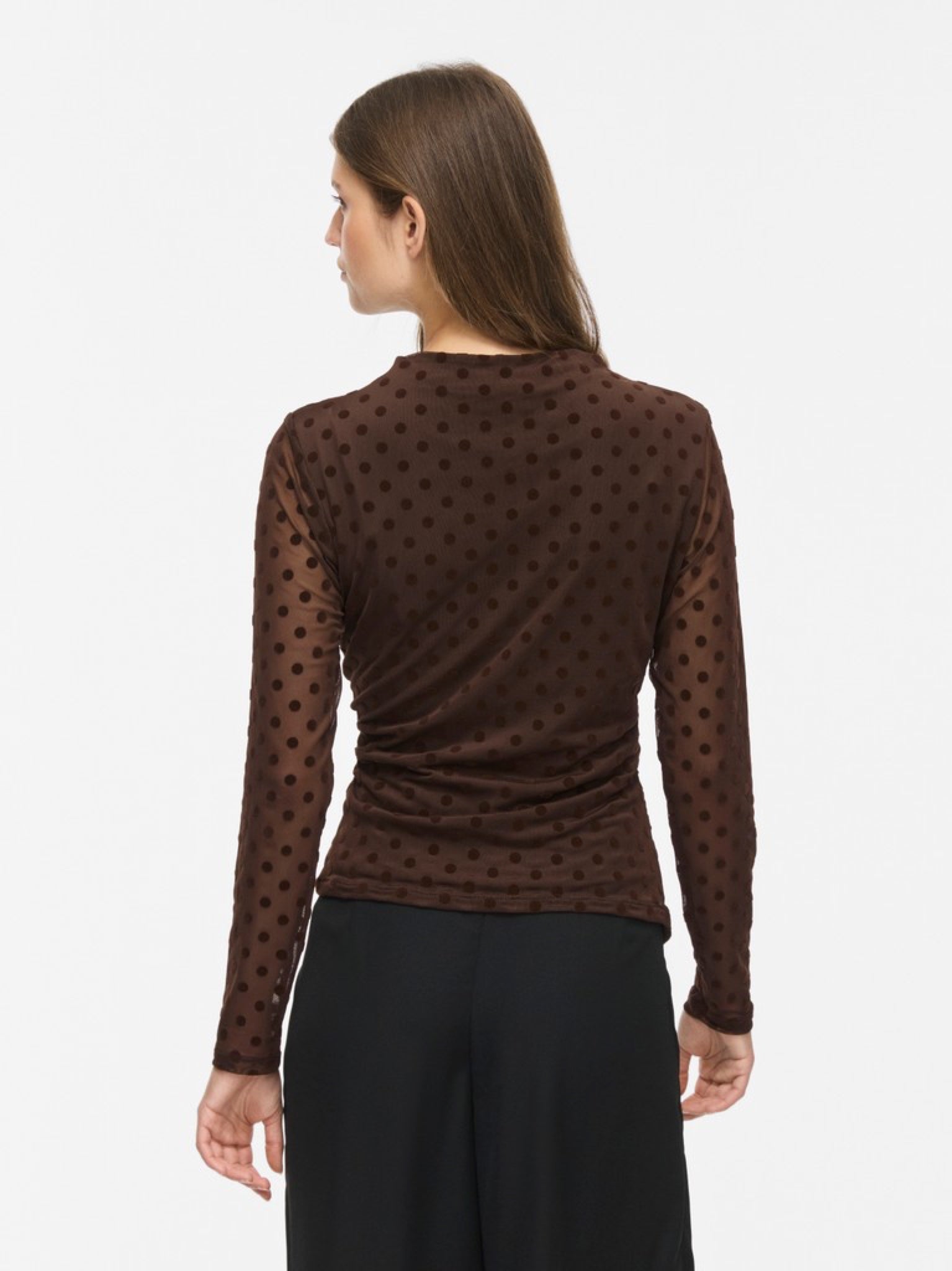 VILA VIRIKKE Top col cheminée en mesh à pois floqués — vue 5