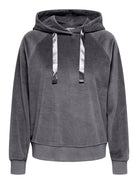 JDYVIDA Sweat à capuche en velours — Gris foncé chiné