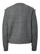 YASFRILO Cardigan boutonné en maille avec nœuds en ruban — YAS — Dark Grey Melange — packshot, vue de dos 2 | Appart 17 Bruxelles