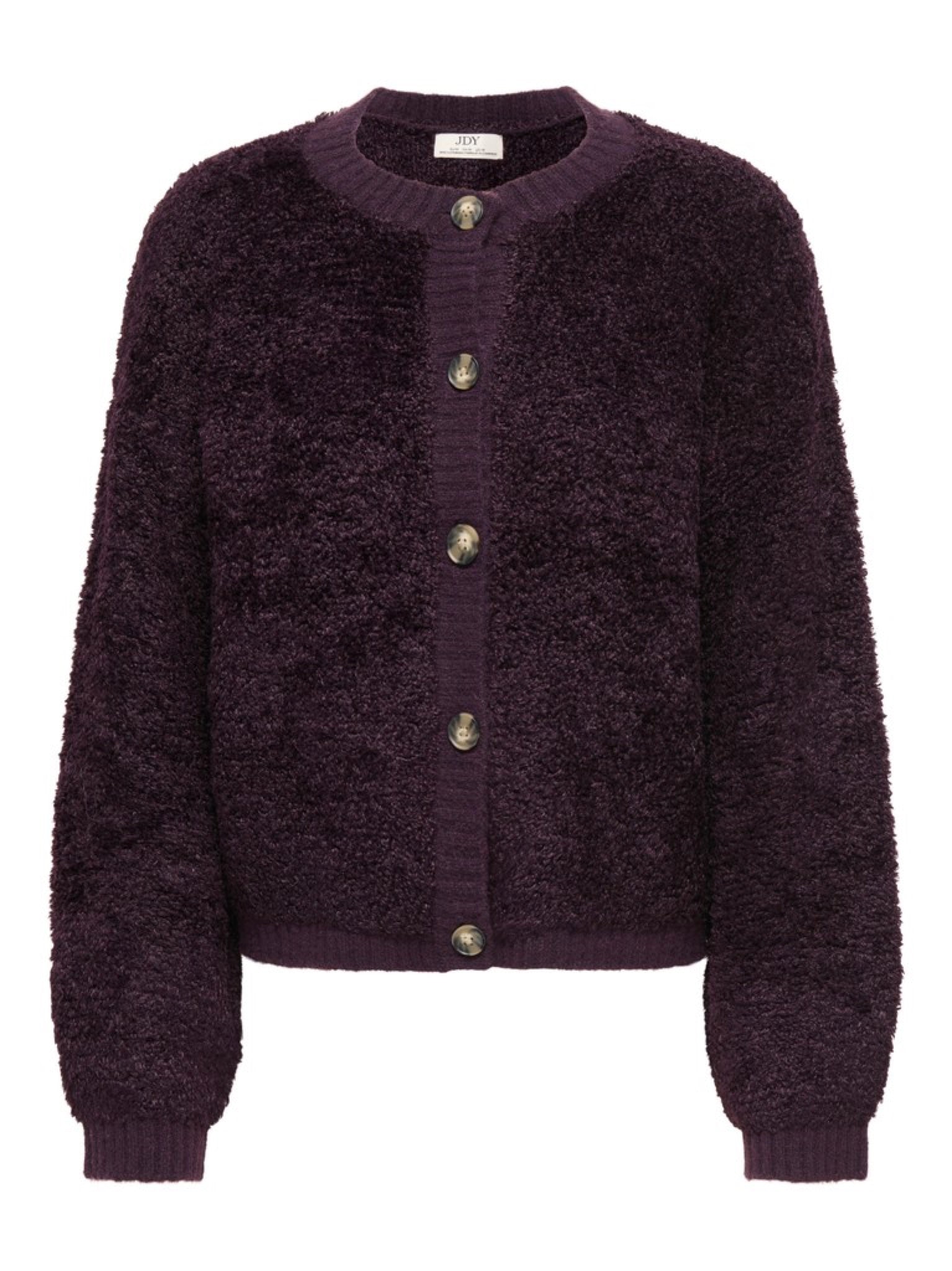 JDYEIRA Cardigan court en maille bouclette boutonné — JDY — Plum Perfect — packshot | Appart 17 Bruxelles