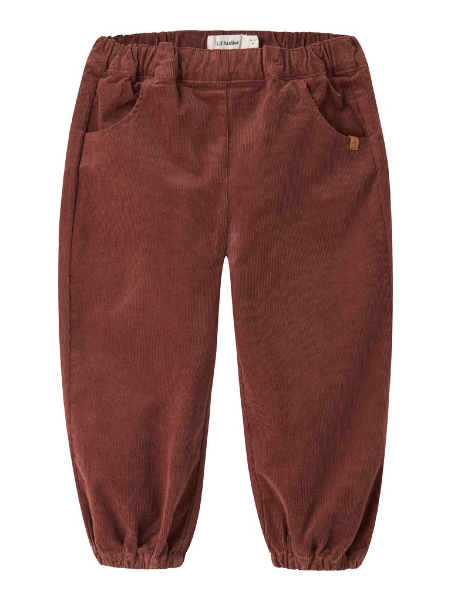 NMFONELLAS Pantalon ample en velours côtelé fille — Lil' Atelier — Mahogany — vue de face | Appart 17 Bruxelles