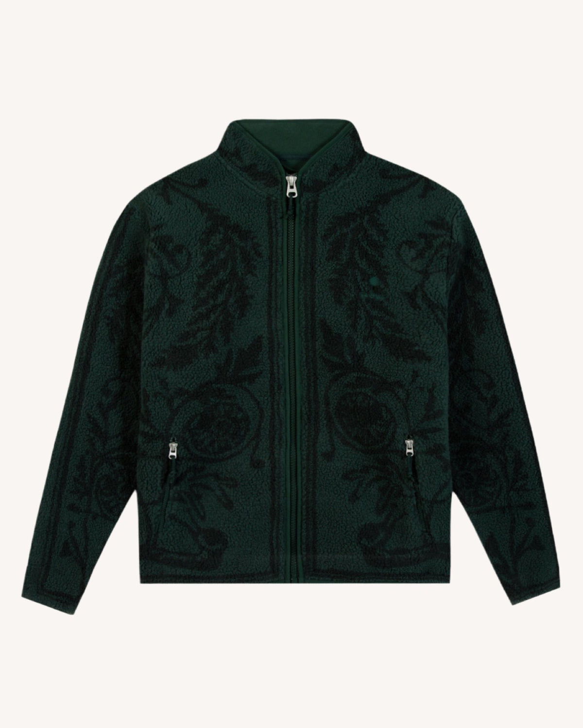 SENONCHE Veste polaire double face à motif jacquard placé — FAGUO — Vert foncé — packshot 8 | Appart 17 Bruxelles