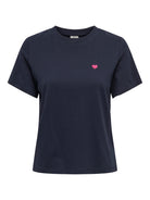 JDYPISA T-shirt col rond en coton bio à imprimé — JDY — Sky Captain / Pink Peacock Heart — packshot | Appart 17 Bruxelles