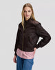 RELAXED BOMBER Blouson en nylon mi-brillant, doublure matelassée — Lee — Chocolate Torte — porté, de face | Appart 17 Bruxelles