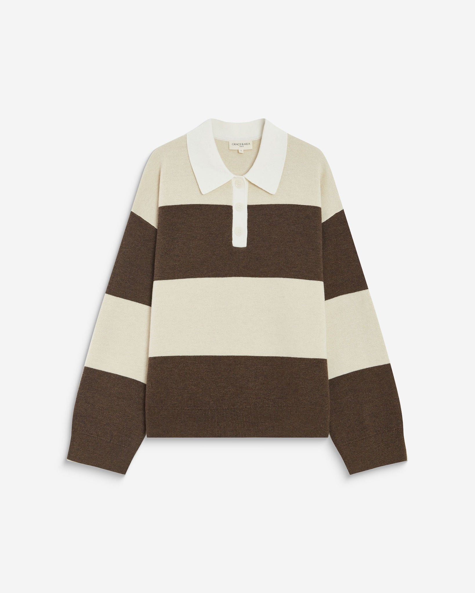 Astre Polo en maille rayée — Sable — Grace & Mila