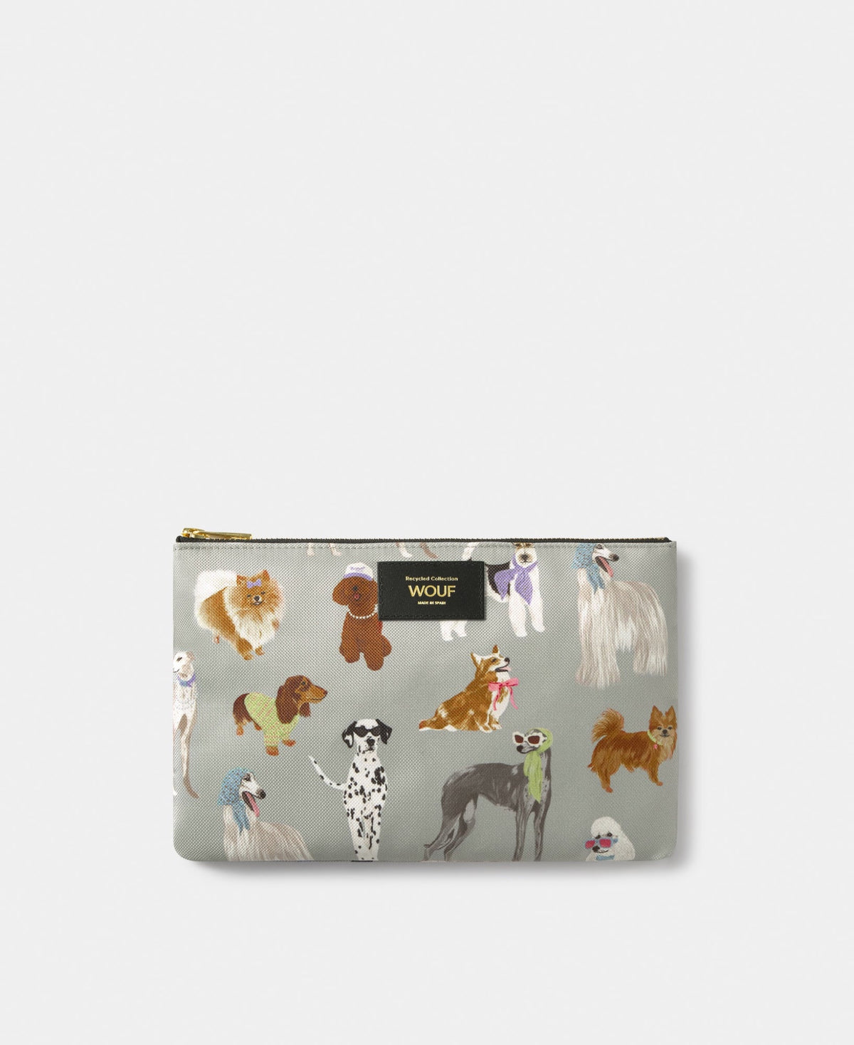 Grande pochette XL zippée en polyester recyclé — Wouf — Puppy — packshot | Appart 17 Bruxelles