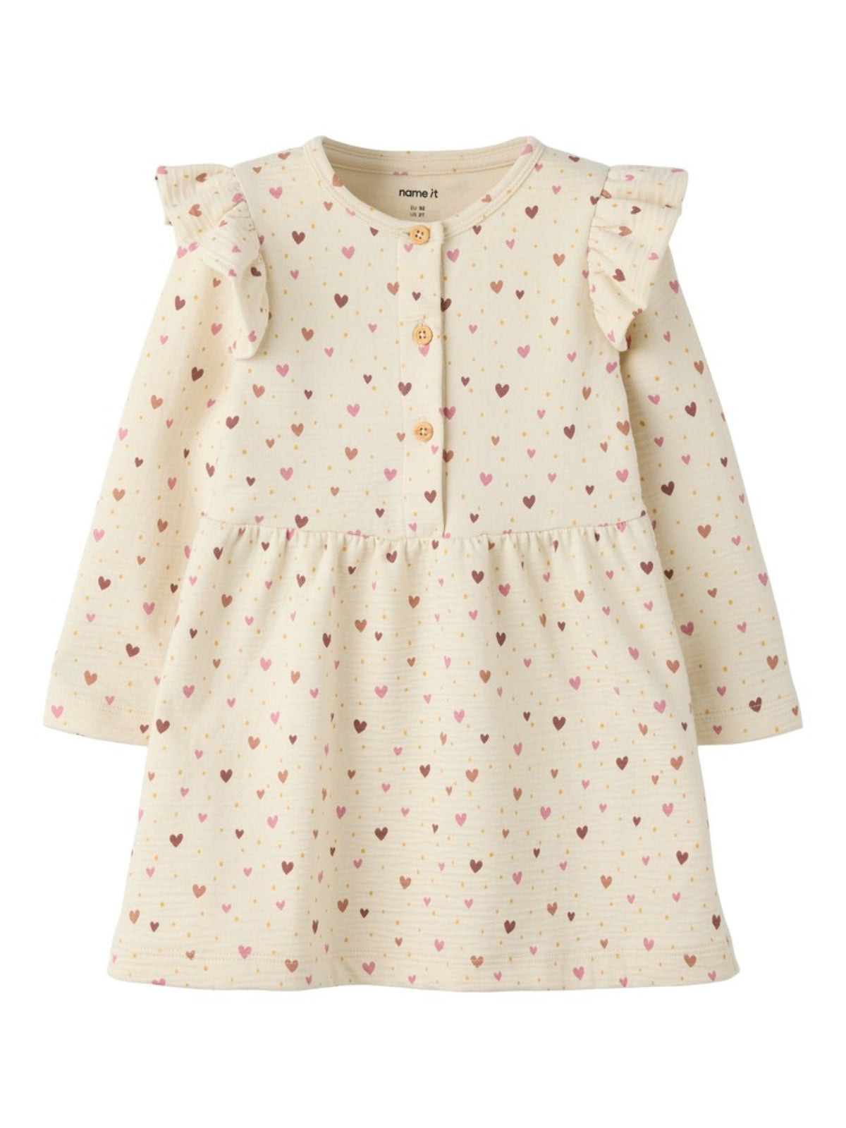 NMFHAYLA Robe sweat à fleurs et volants fille — name it — Almond Milk — vue de face 2 | Appart 17 Bruxelles