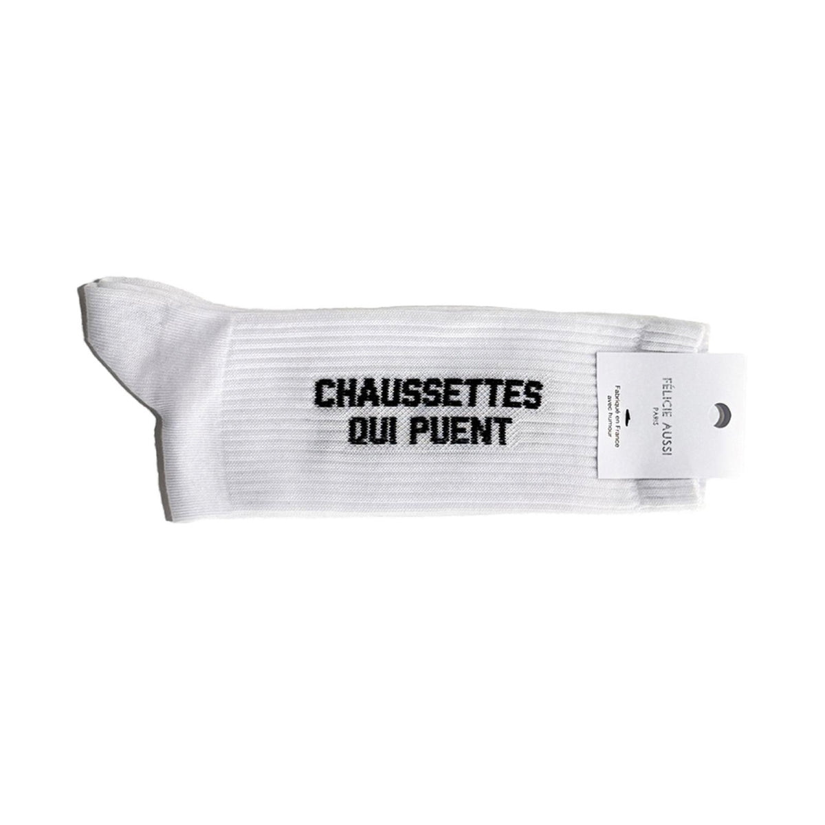 Félicie Aussi Chaussettes « Qui puent » — Felicie Aussi — Blanc — photo produit | Appart 17 Bruxelles