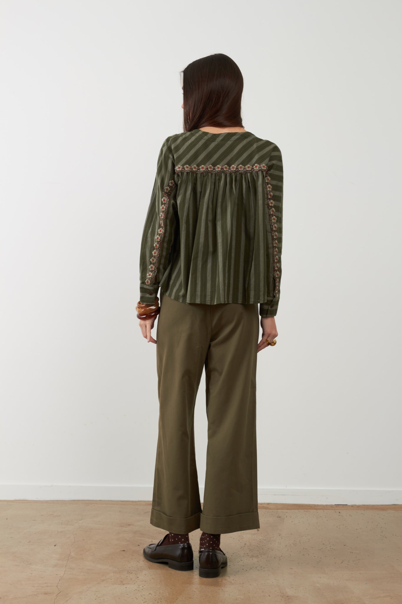 LAUGANE Pantalon en coton et viscose — Kaki — vue 4