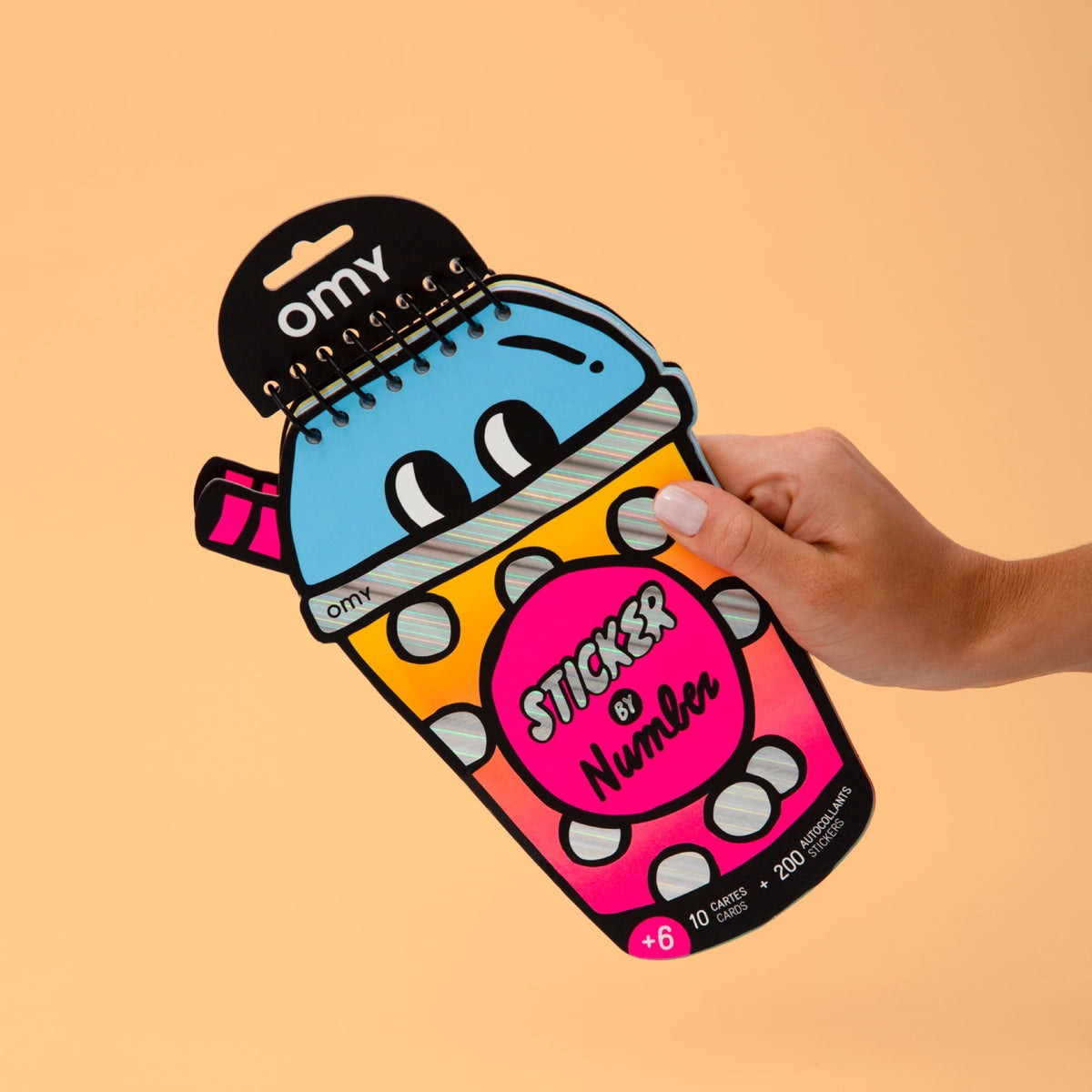 Carnet Sticker by number, 200 stickers et 10 cartes — OMY — Bubble Tea — packshot | Appart 17 Bruxelles