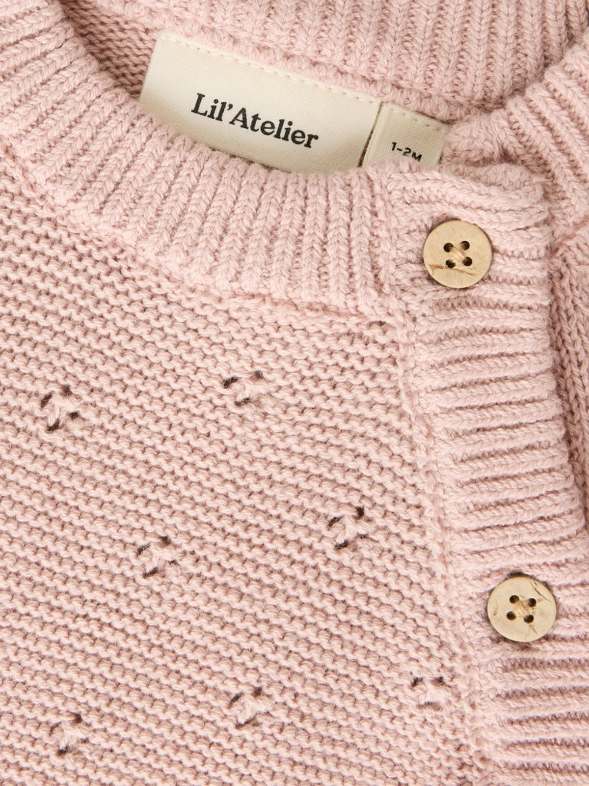 NBNLAGUNA Gilet cache-cœur en maille bébé — Lil' Atelier — Adobe Rose — autre vue 5 | Appart 17 Bruxelles