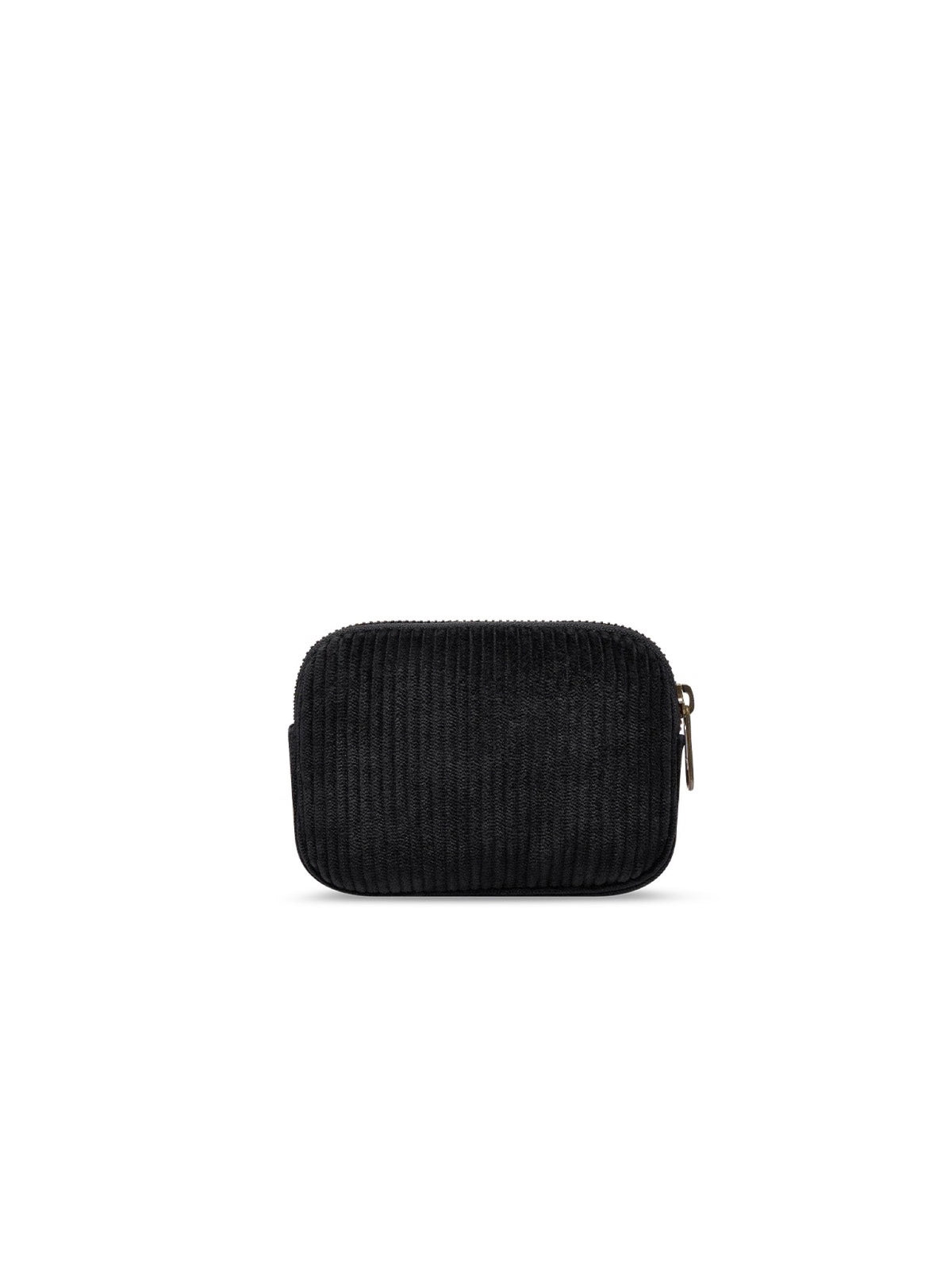 Hindbag Lili Porte-monnaie zippé, velours, tartan ou effet laine — Hindbag — Velours noir — packshot, vue de dos 2 | Appart 17 Bruxelles