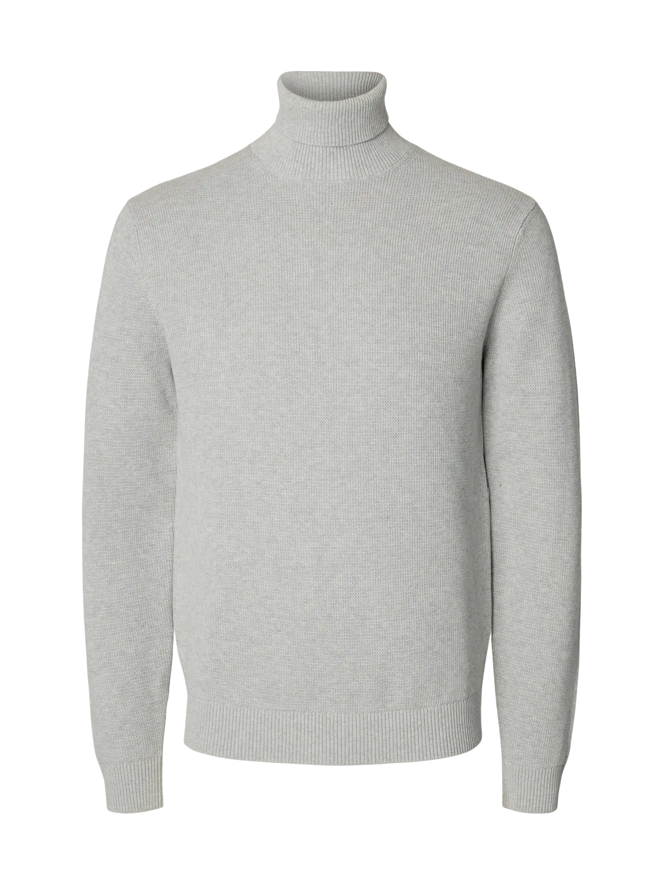 SLMDANE Pull col roulé en maille structurée — Gris chiné