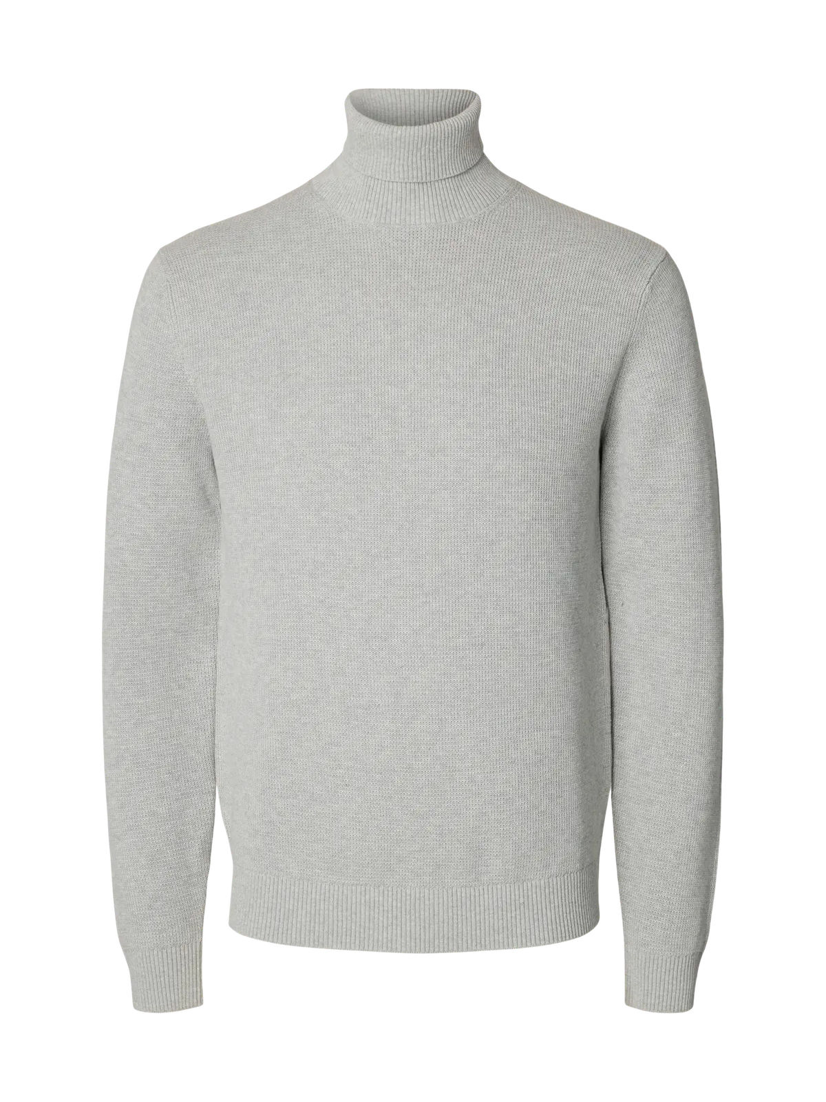 SLMDANE Pull col roulé en maille structurée — Gris chiné