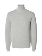 SLMDANE Pull col roulé en maille structurée — Gris chiné