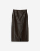 Aenor Jupe midi en simili-cuir — Chocolat — Grace & Mila