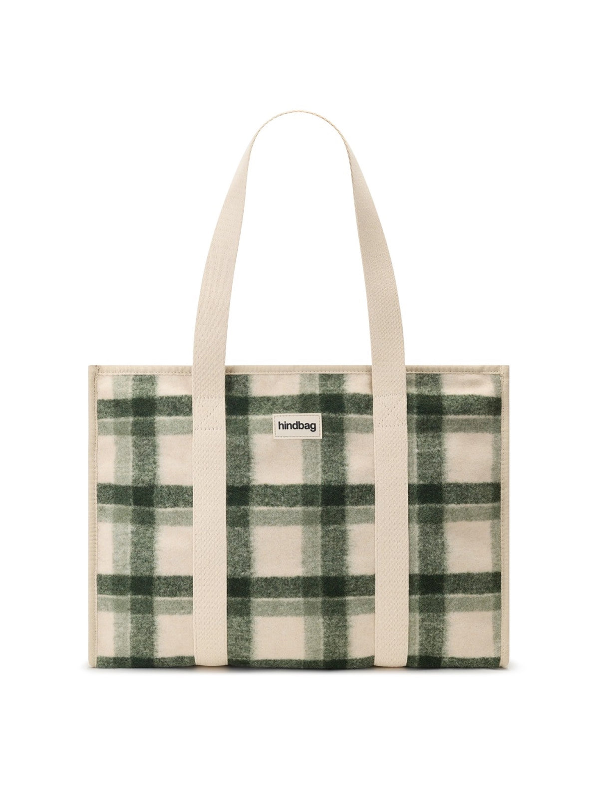 Hindbag Oscar Sac cabas zippé en tartan effet laine — Hindbag — Tartan vert — packshot 3 | Appart 17 Bruxelles