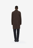 TRAVIS Manteau droit mi-long en lainage 50 % laine — Minimum — Turkish Coffee — porté, vue de dos 3 | Appart 17 Bruxelles