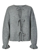 PCSALLY Cardigan réversible à nouer et poignets volantés — Pieces — Medium Grey Melange — packshot 7 | Appart 17 Bruxelles