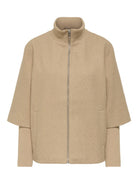 JDYMEMORY Veste courte zippée à col montant en lainage côtelé — JDY — Camel Melange — packshot 6 | Appart 17 Bruxelles