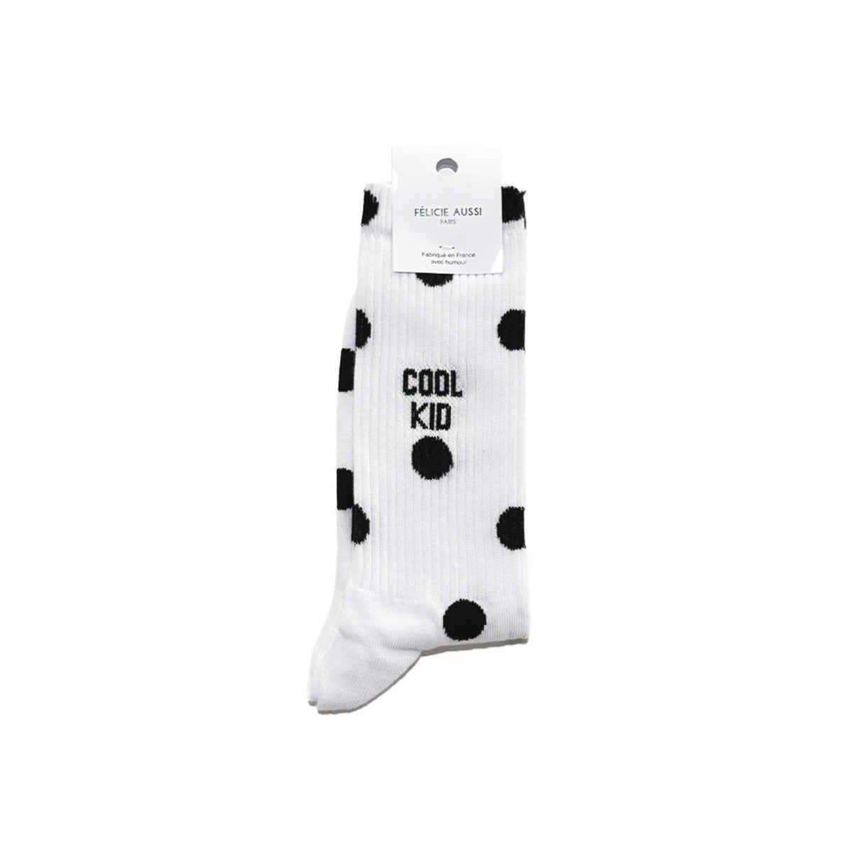 Félicie Aussi Chaussettes « Cool kid » — Felicie Aussi — Blanc à pois noirs — photo produit | Appart 17 Bruxelles