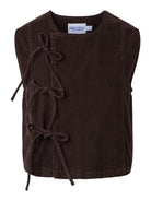 PCAIA Gilet sans manches en velours côtelé, laçage oblique — Pieces — Ganache — packshot | Appart 17 Bruxelles