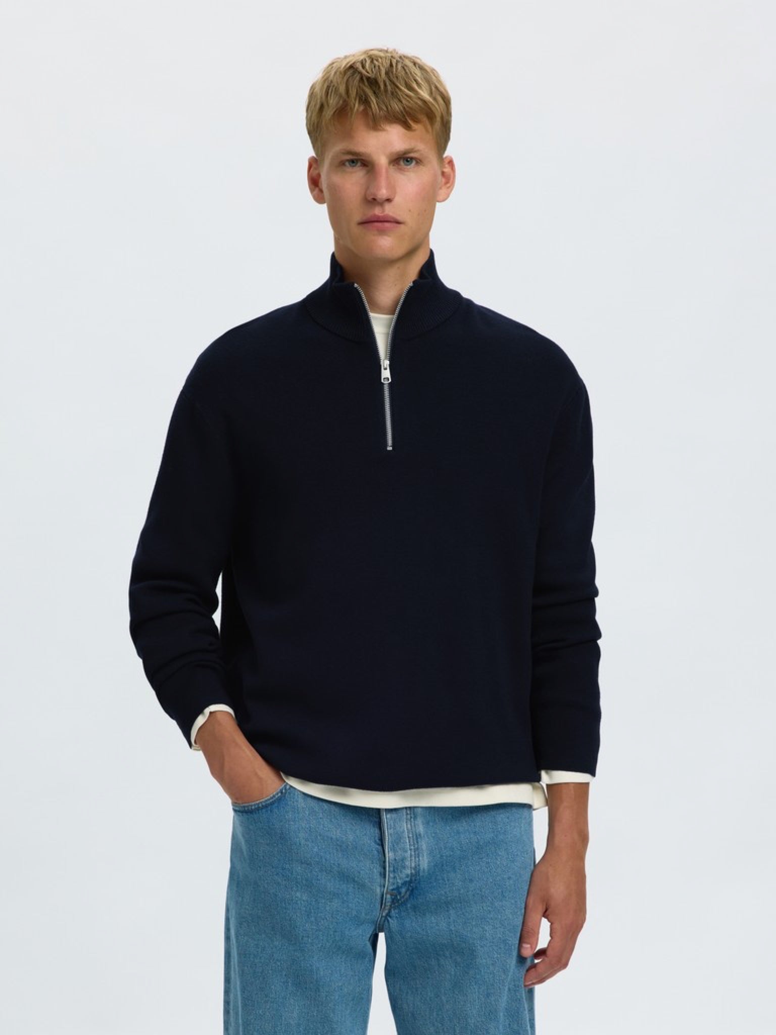 SLMTELLER Pull col montant demi-zip — Sky Captain — vue 2
