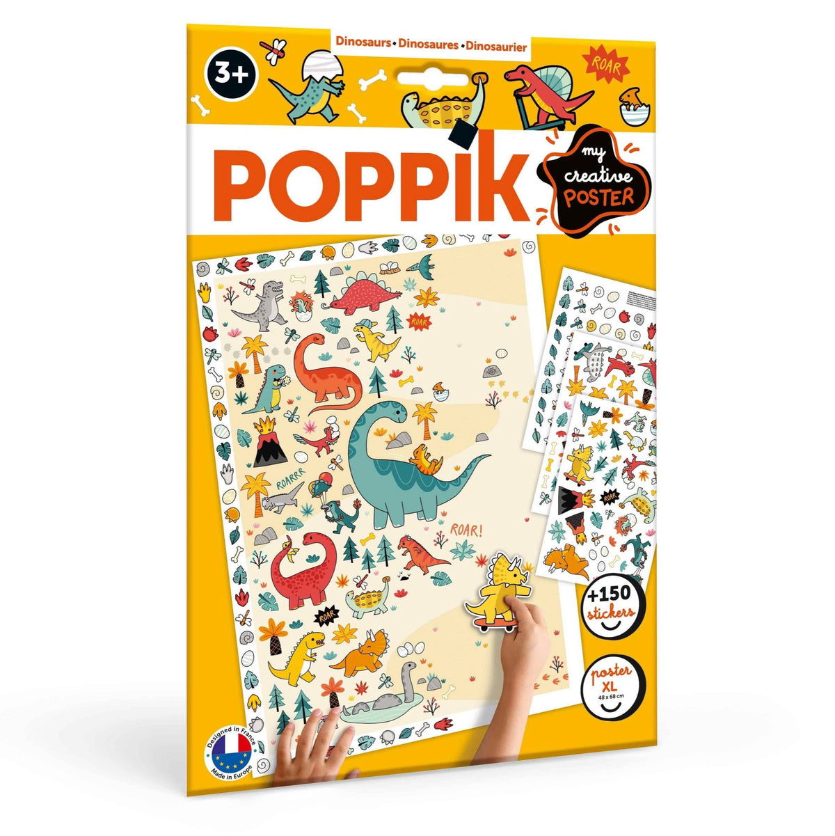 Poster créatif Poppik Dinosaures — pochette avec 150 stickers | Appart 17 Bruxelles