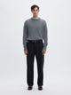 SLM220-LOOSE LUKE Pantalon loose en laine mélangée à rayures tennis — Selected Homme — Dark Navy Stripes — porté | Appart 17 Bruxelles