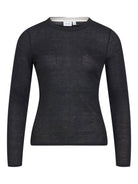 VIELIANNE Top manches longues col rond en maille côtelée fine — VILA — Black Beauty — packshot | Appart 17 Bruxelles