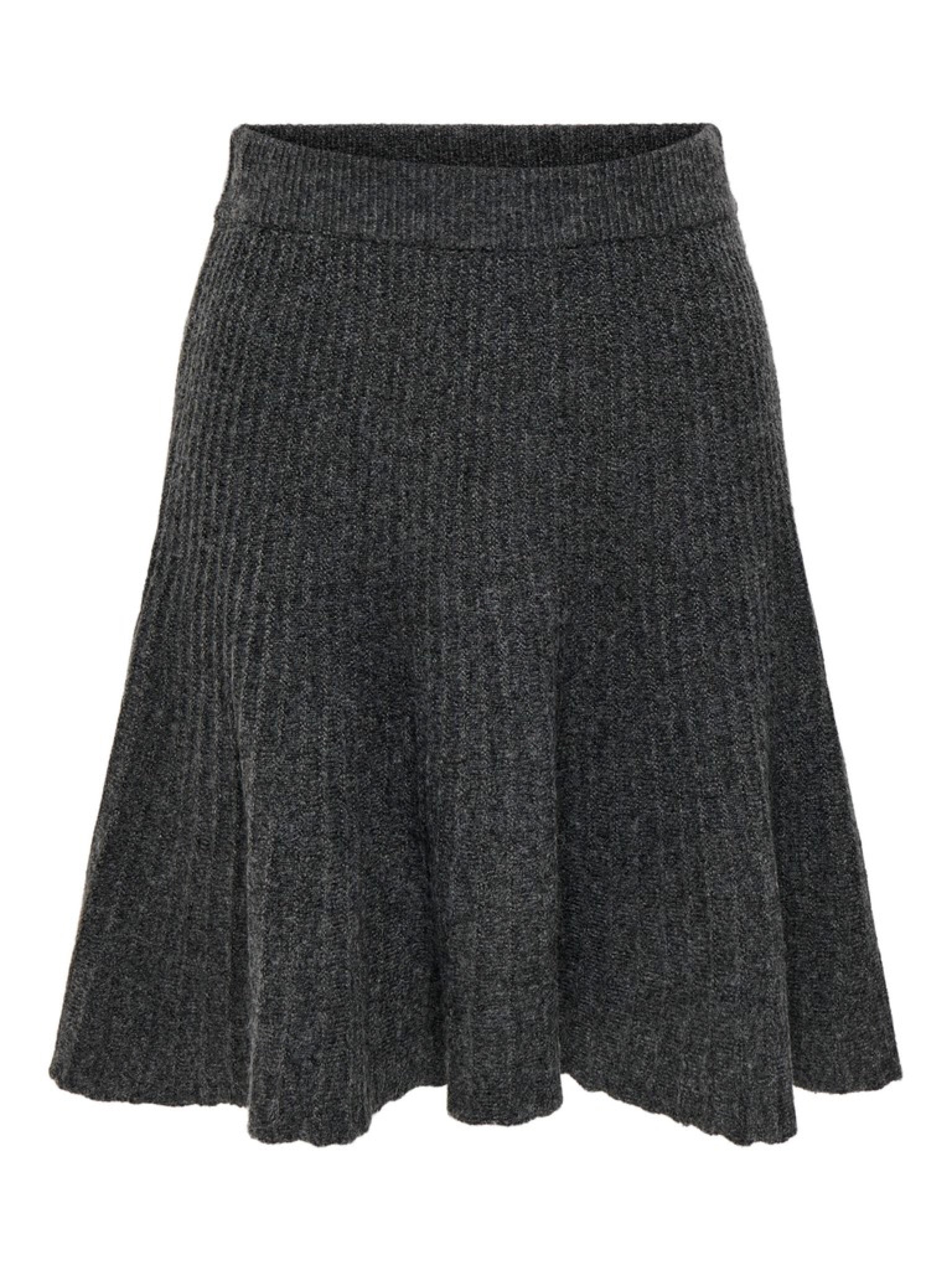 JDYELNE Jupe patineuse taille haute en maille côtelée — JDY — Dark Grey Melange — packshot | Appart 17 Bruxelles
