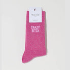 Chaussettes « Crazy Bitch » pailletées — Félicie Aussi — Fuchsia pailleté — photo produit | Appart 17 Bruxelles