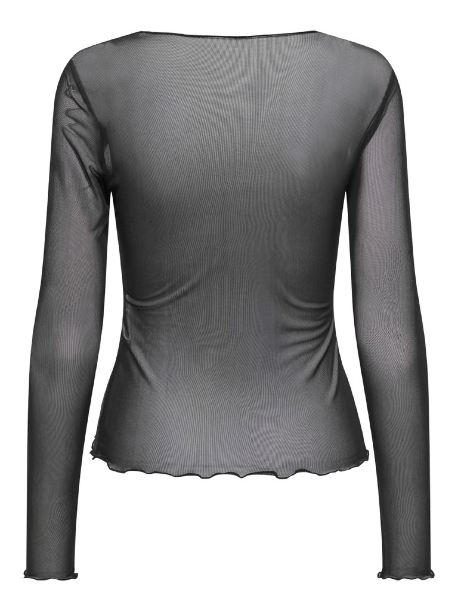 JDYELSA Top en mesh manches longues — Noir — vue 2