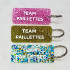 TEAM PAILLETTES Porte-clés à paillettes Plus de Love: Fuchsia