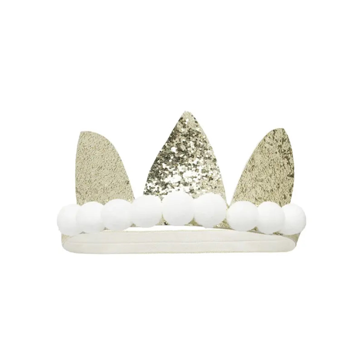 Couronne dorée pailletée de princesse — Ratatam Kids — Couronne élastique à pompons — autre vue 2 | Appart 17 Bruxelles