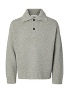 SLMCODY Polo en maille de laine, coupe décontractée — Selected Homme — Light Grey Melange — packshot 6 | Appart 17 Bruxelles