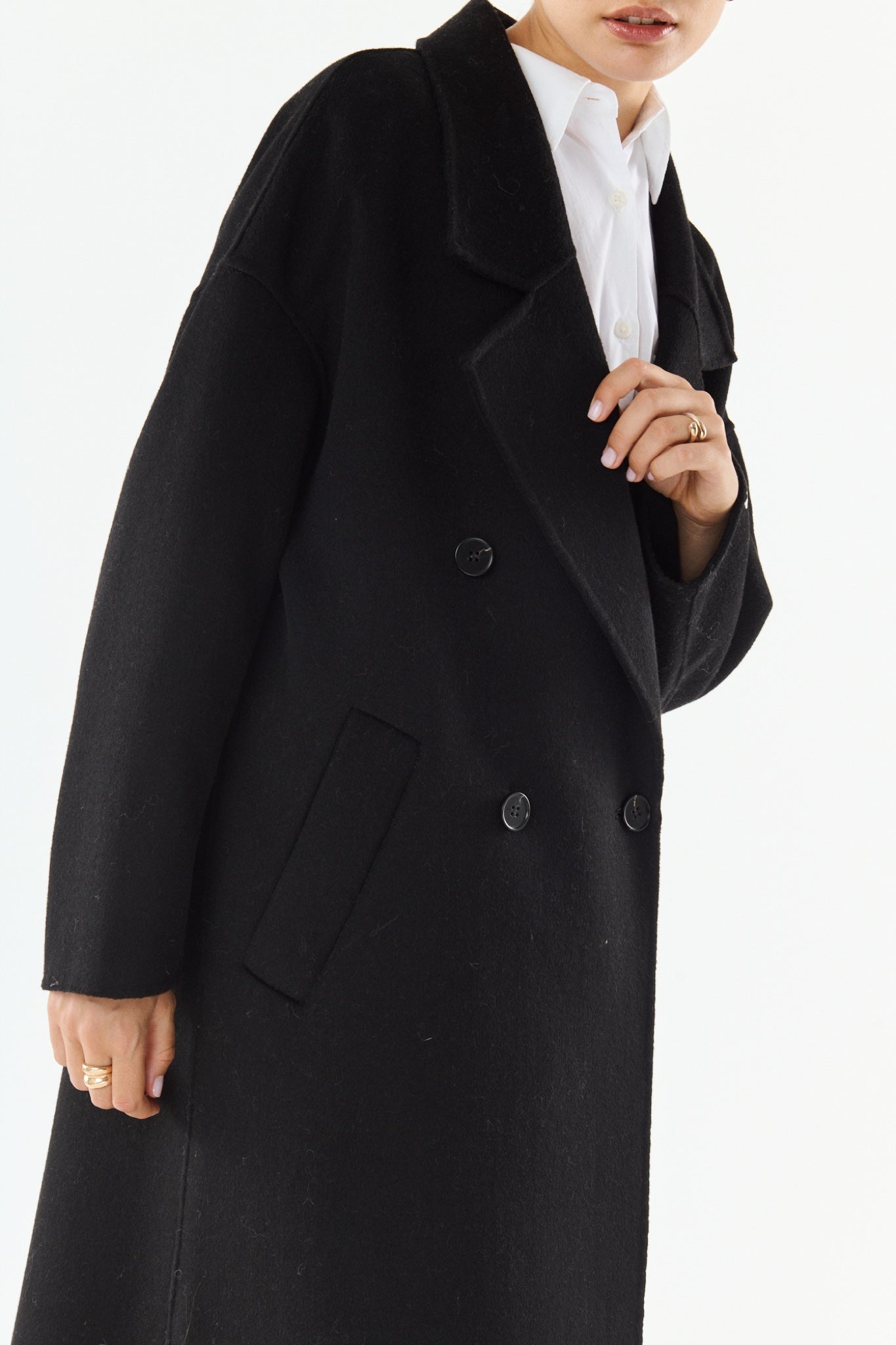 MURIEL Manteau long croisé — Noir — vue 3