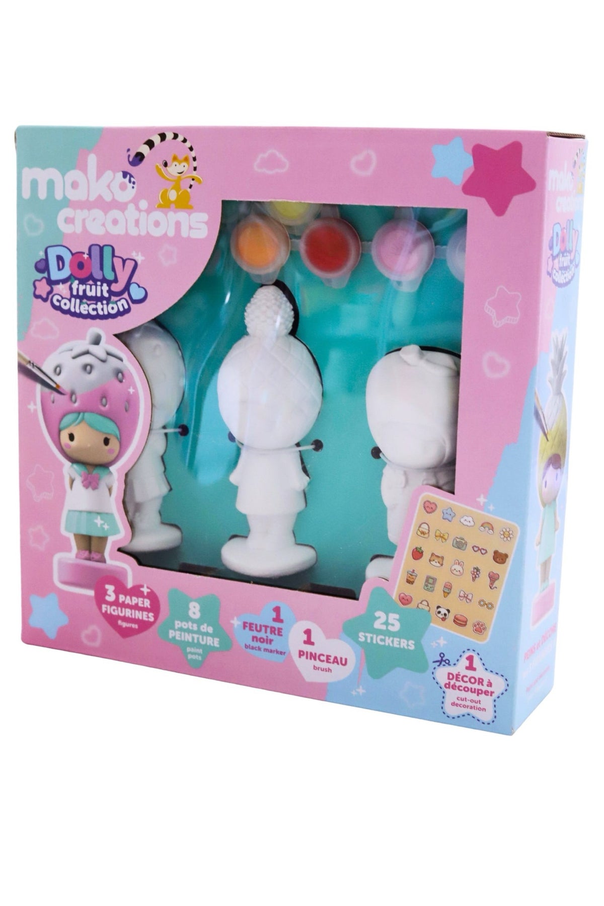 Kit de peinture Dolly Collection, 3 figurines à décorer — mako moulages — Fruit — autre vue 2 | Appart 17 Bruxelles