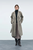 VILA VIWOLLIE Manteau long ceinturé en laine mélangée