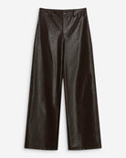 Artius Pantalon large en simili-cuir — Chocolat — Grace & Mila