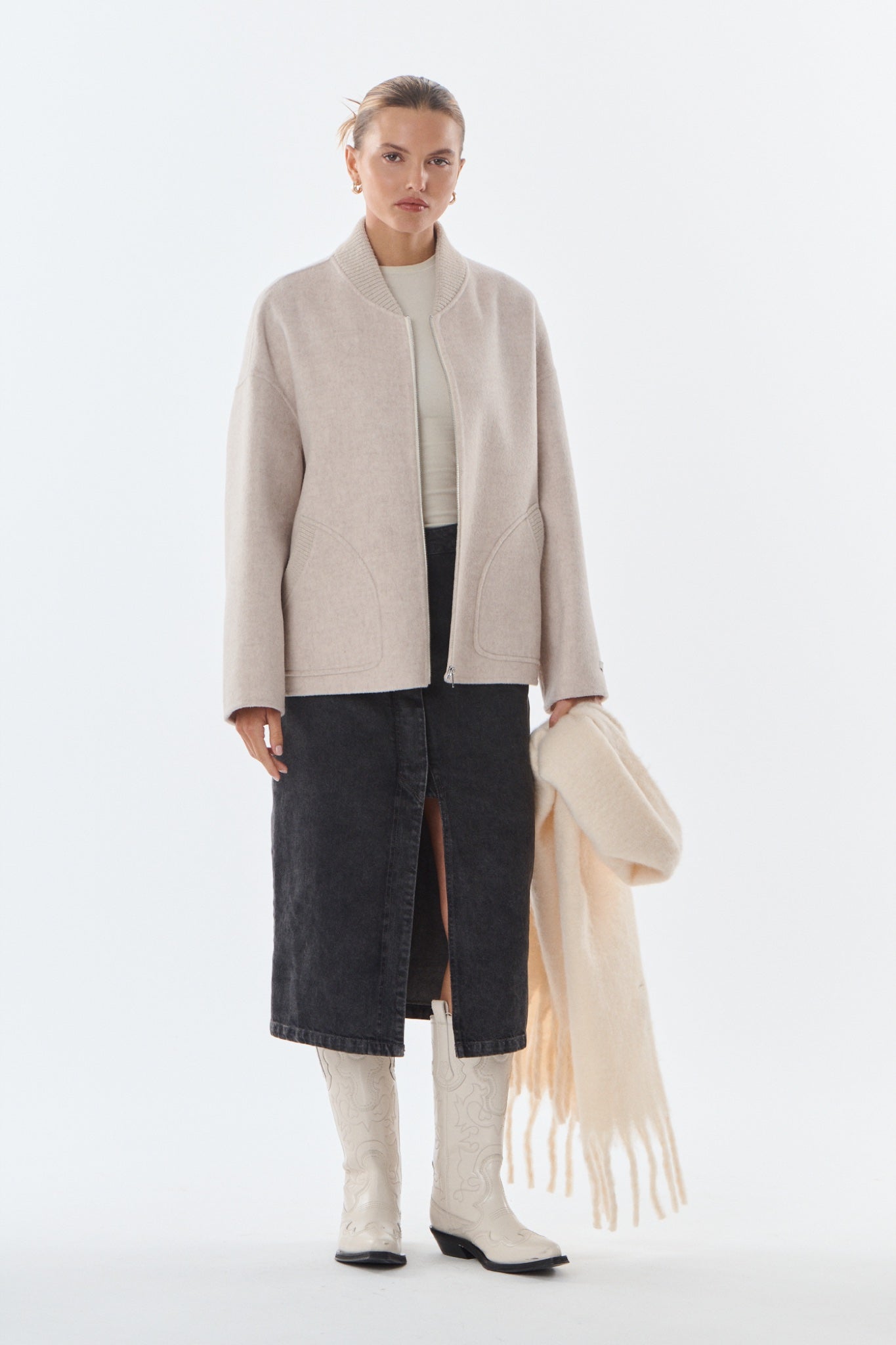 LEO Manteau en laine et cachemire — Beige — Giovanni Paris