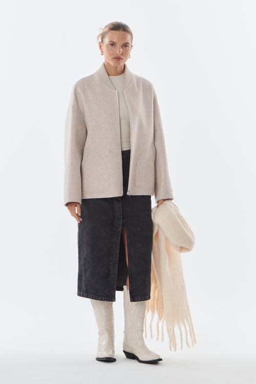 LEO Manteau en laine et cachemire — Beige