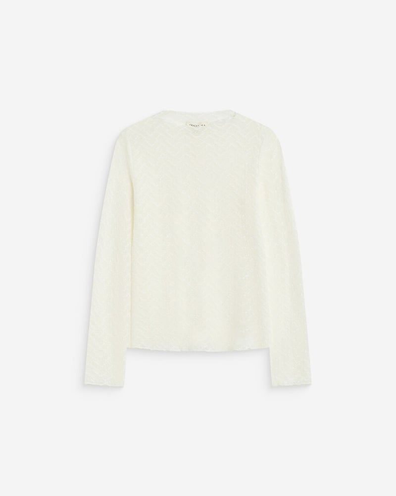Aube Top en maille ajourée — Blanc — Grace & Mila