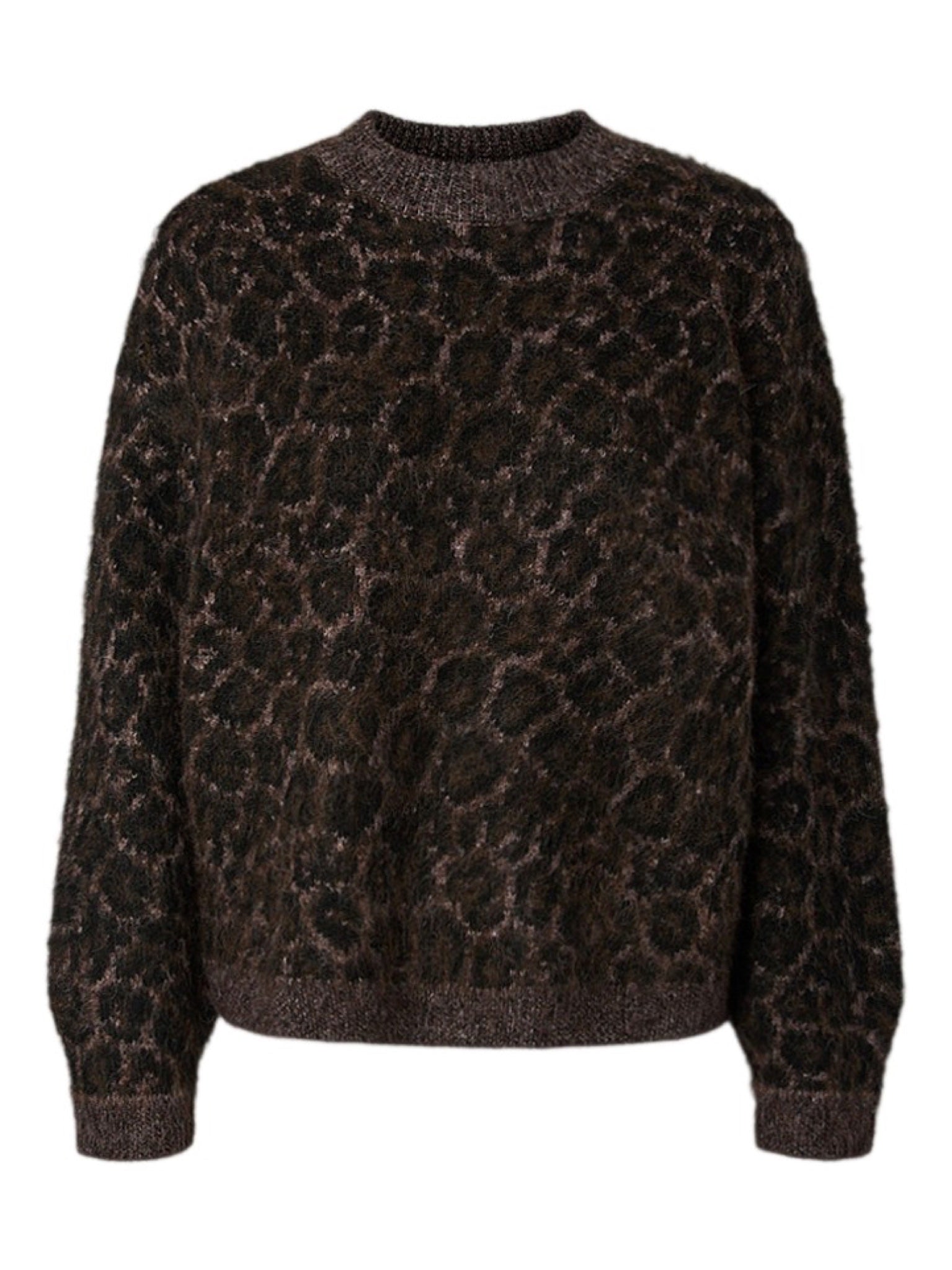 PCELINA Pull col montant en maille poilue léopard — Pieces — Hot Fudge Leopard — packshot | Appart 17 Bruxelles
