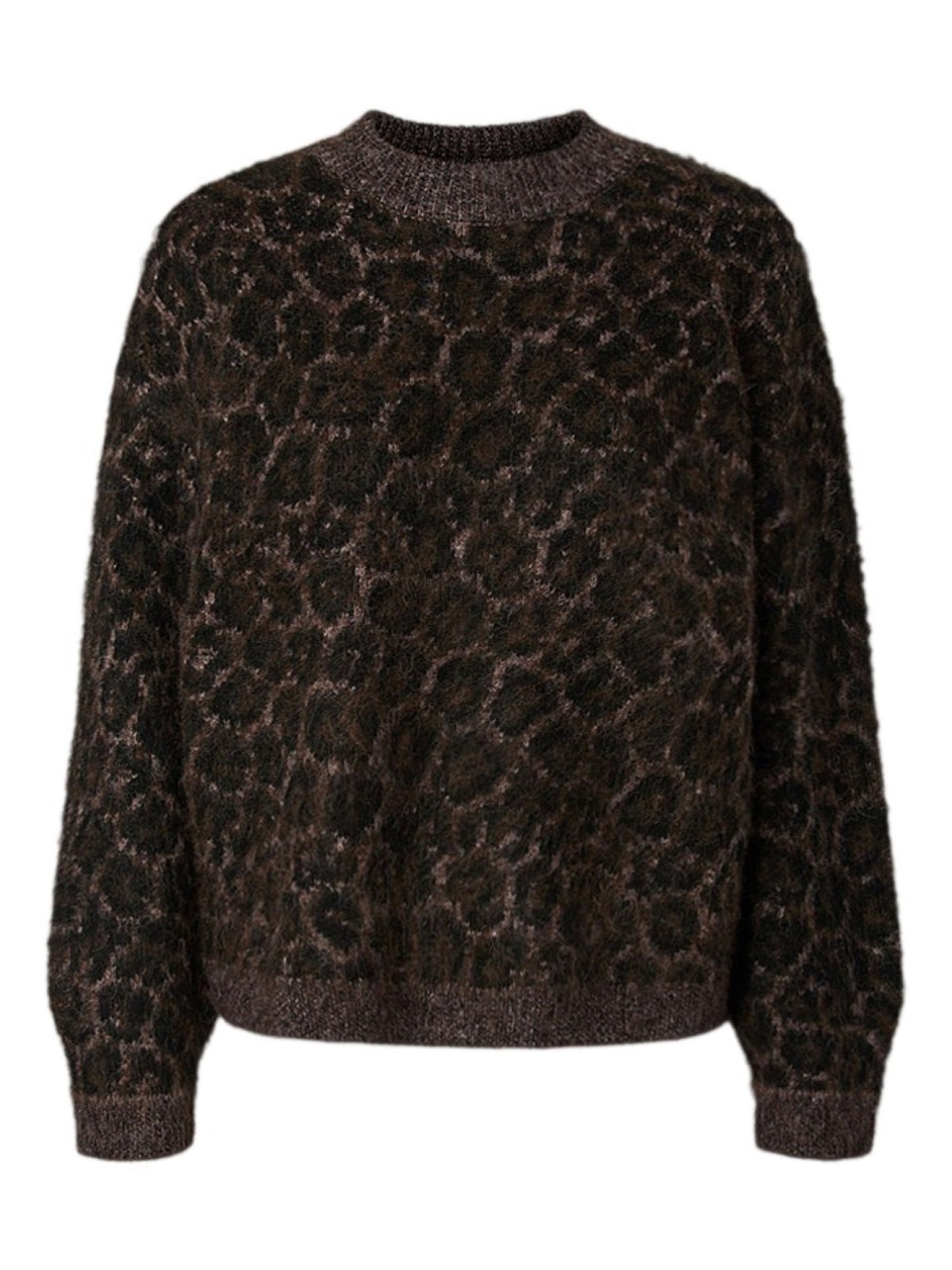 PCELINA Pull col montant en maille poilue léopard — Pieces — Hot Fudge Leopard — packshot | Appart 17 Bruxelles