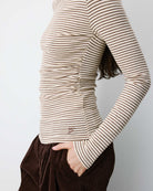 Aralee Top rayé drapé — Sable — vue 4