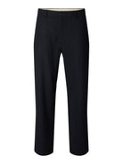 SLM220-LOOSE LUKE Pantalon loose en laine mélangée à rayures tennis — Selected Homme — Dark Navy Stripes — packshot 6 | Appart 17 Bruxelles