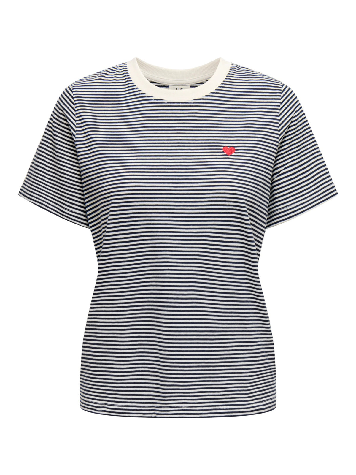 JDYPISA T-shirt col rond en coton bio à imprimé — JDY — Cloud Dancer / Sky Captain Stripes — packshot | Appart 17 Bruxelles